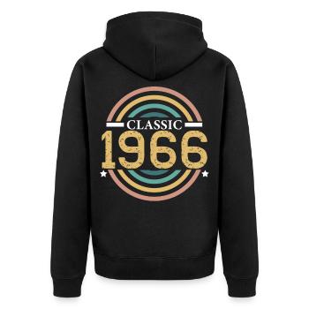 Classic 1966 Birthday 60 Year Old Year Birth - Unisex Premium Organic Zip Hoodie - black - Back - Nico (187cm)