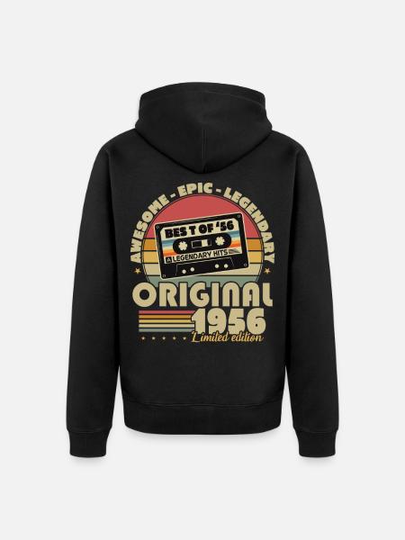 Original 1956 Vintage Vintage Fødselsdag Retro - Premium økologisk unisex-hættejakke - sort