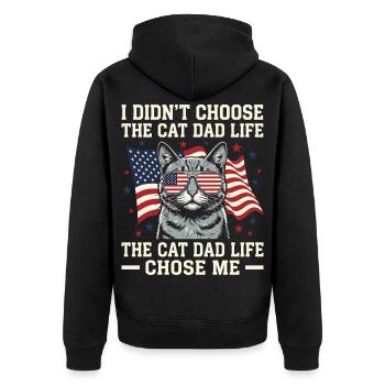 I Didn't Choose The Cat Dad Life Father - Unisex Premium Organic Zip Hoodie - black - Back - Nico (187cm)