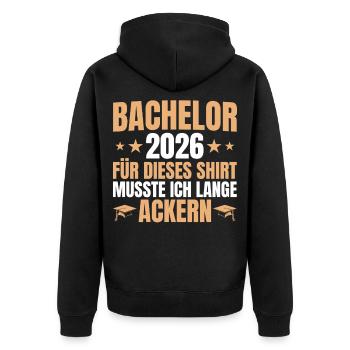Bachelor 2026 Lange Ackern - Bachelor's Degree - Unisex Premium Organic Zip Hoodie - black - Back - Nico (187cm)