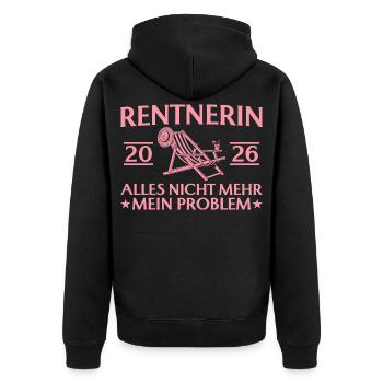 Rentnerin 2026 - Lustiger Kollegin Abschied - Unisex Premium Bio Zip Hoodie - Schwarz - Hinten - Nico (187cm)