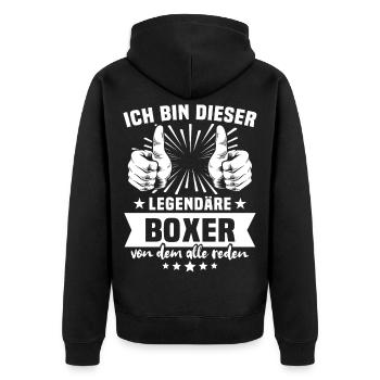 Boxer Legend - Unisex Premium Organic Zip Hoodie - black - Back - Nico (187cm)