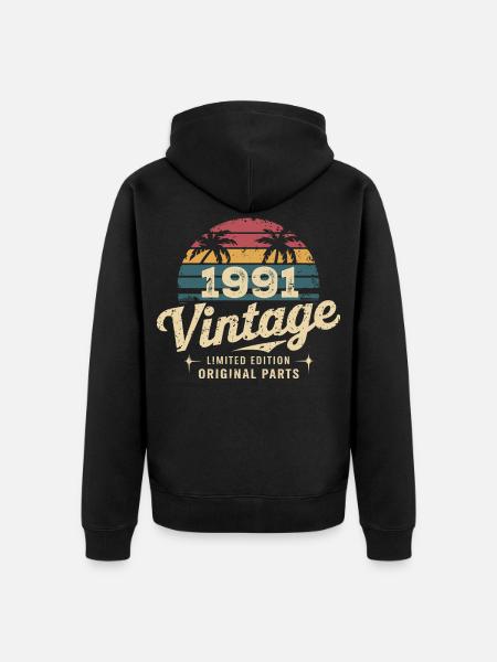 Awesome Since 1991 1991 Birthday Gift - Unisex Premium Organic Zip Hoodie - black