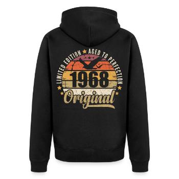 Geburtstagsgeschenk 1968 1968 Original 1968 - Unisex Premium Bio Zip Hoodie - Schwarz - Hinten - Nico (187cm)