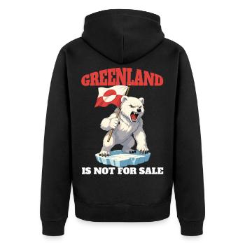 Greenland Is Not For Sale Shirt - Unisex Premium Bio Zip Hoodie - Schwarz - Hinten - Nico (187cm)