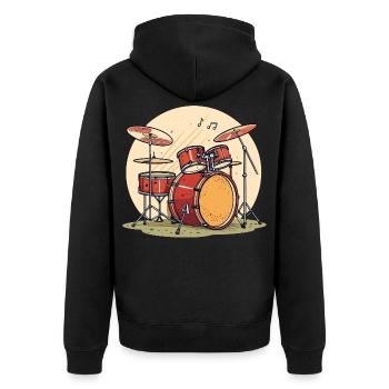 Schlagzeug Set in Wasserfarben Musik Instrumente - Unisex Premium Bio Zip Hoodie - Schwarz - Hinten - Nico (187cm)