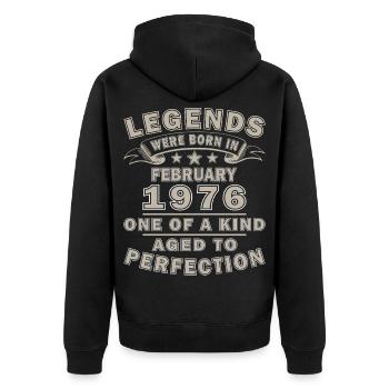 50th Birthday Gift Husband Original February 1976 - Unisex Premium Organic Zip Hoodie - black - Back - Nico (187cm)