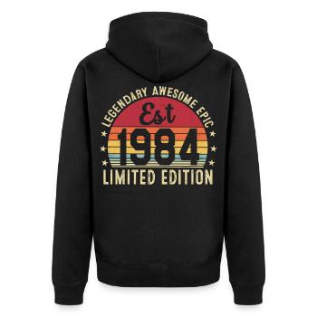 42nd Anniversary - Vintage Gift 1984 - Unisex Premium Organic Zip Hoodie - black - Back - Nico (187cm)