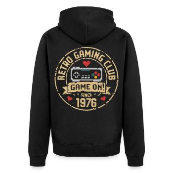 Millésime 1976 Anniversaire 1976 Cadeau 1976 - Veste à capuche bio Premium Unisexe - noir - Dos - Nico (187cm)
