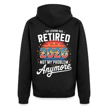 Retired 2026 Funny Retirement Graphic Women Men - Veste à capuche bio Premium Unisexe - noir - Dos - Nico (187cm)