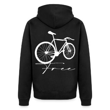 Fahrrad - Unisex Premium Bio Zip Hoodie - Schwarz - Hinten - Nico (187cm)