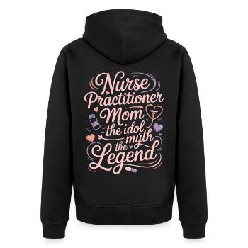 Nurse Practitioner Mom THe Idol The Clinical Nurse - Unisex Premium Bio Zip Hoodie - Schwarz - Hinten - Nico (187cm)