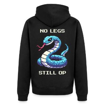 Keine Beine, trotzdem OP | Schlange Humor - Unisex Premium Bio Zip Hoodie - Schwarz - Hinten - Nico (187cm)