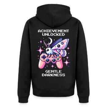 Gentle Darkness Unlocked | Soft Goth - Unisex Premium Organic Zip Hoodie - black - Back - Nico (187cm)