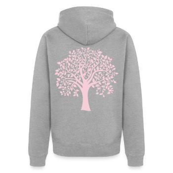 Silhouette icône Arbre Jumbo rose imprimé - Veste à capuche bio Premium Unisexe - gris chiné - Dos - Nico (187cm)