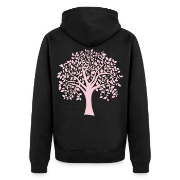 Silhouette icône Arbre Jumbo rose imprimé - Veste à capuche bio Premium Unisexe - noir - Dos - Nico (187cm)