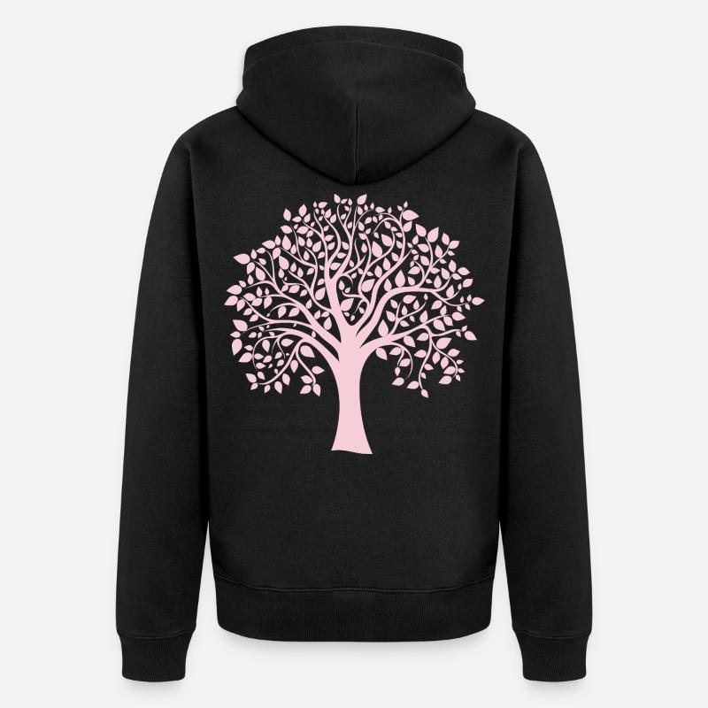Silhouette icône Arbre Jumbo rose imprimé - Veste à capuche bio Premium Unisexe - noir