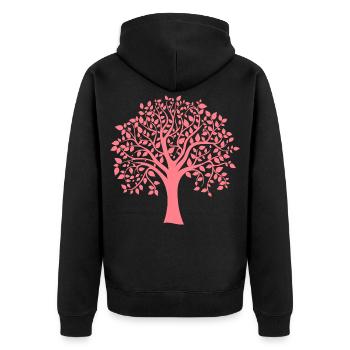 Silhouette icône d’arbre jumbo rouge imprimé - Veste à capuche bio Premium Unisexe - noir - Dos - Nico (187cm)
