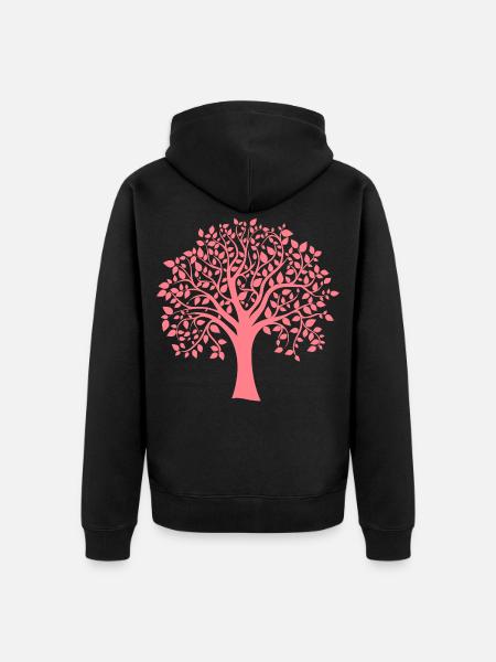 Icon Red Jumbo Tree Print Silhouette - Unisex Premium Organic Zip Hoodie - black