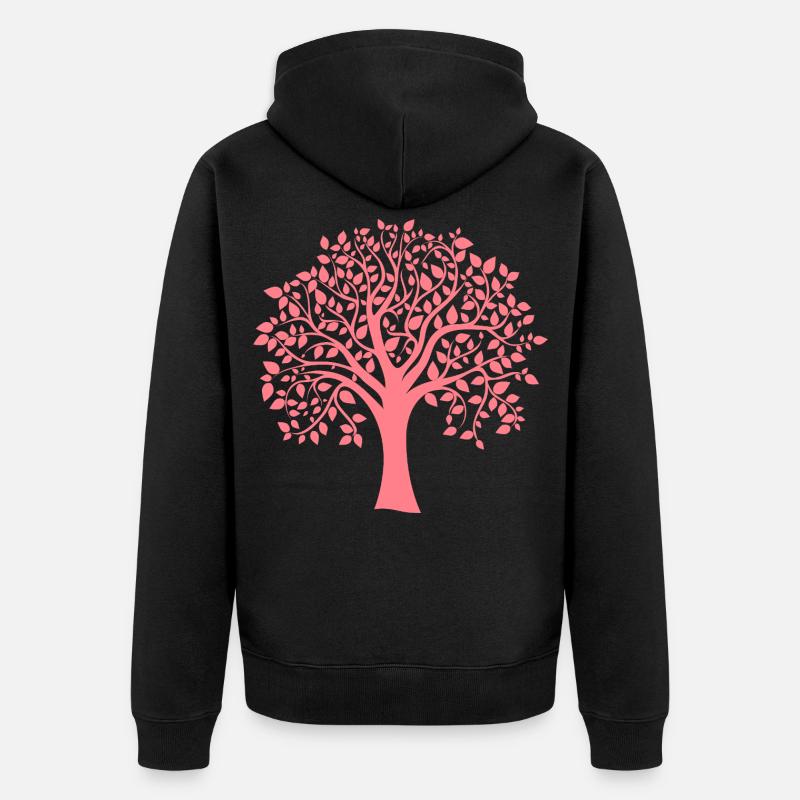 Silhouette icône d’arbre jumbo rouge imprimé - Veste à capuche bio Premium Unisexe - noir