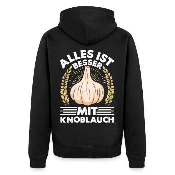 TOUT EST MIEUX AVEC DE L’AIL - Veste à capuche bio Premium Unisexe - noir - Dos - Nico (187cm)