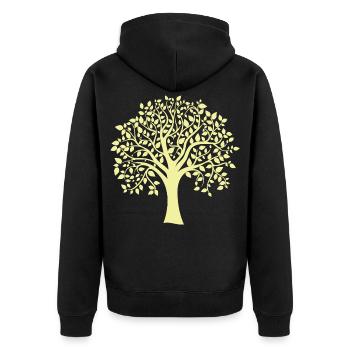 Silhouette jaune d’arbre jumbo imprimé - Veste à capuche bio Premium Unisexe - noir - Dos - Nico (187cm)