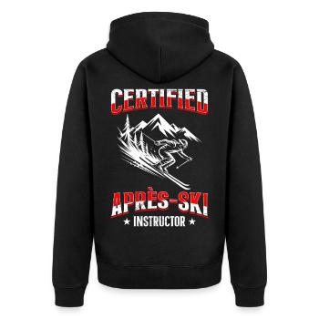 Skiing CERTIFIED APRÈS-SKI INSTRUCTOR FUNNY - Unisex Premium Organic Zip Hoodie - black - Back - Nico (187cm)