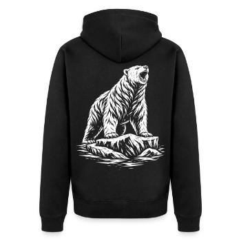 Tribal Polar Bear – Wild Polar Bear Motif - Unisex Premium Organic Zip Hoodie - black - Back - Nico (187cm)