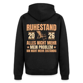Ruhestand 2026 Abschied Kollege Rente Geschenk - Unisex Premium Bio Zip Hoodie - Schwarz - Hinten - Nico (187cm)