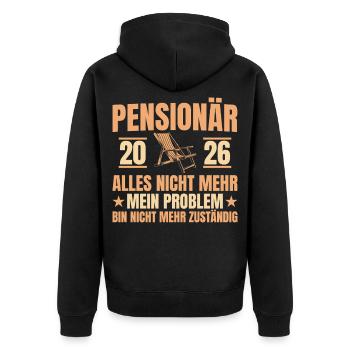 Pensionär 2026 Abschied Beamter Pension Geschenk - Unisex Premium Bio Zip Hoodie - Schwarz - Hinten - Nico (187cm)
