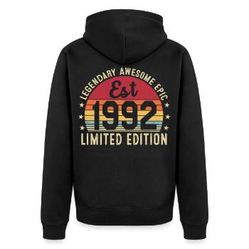34th Anniversary - Vintage Gift 1992 - Unisex Premium Organic Zip Hoodie - black - Back - Nico (187cm)