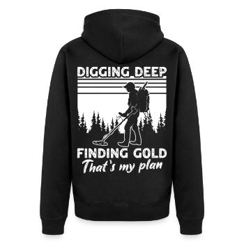 Metalldetektor - Unisex Premium Bio Zip Hoodie - Schwarz - Hinten - Nico (187cm)