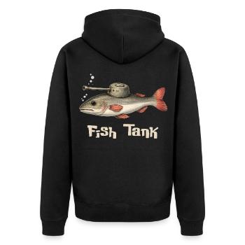 Fish Tank – Funny Fish Word Game - Unisex Premium Organic Zip Hoodie - black - Back - Nico (187cm)