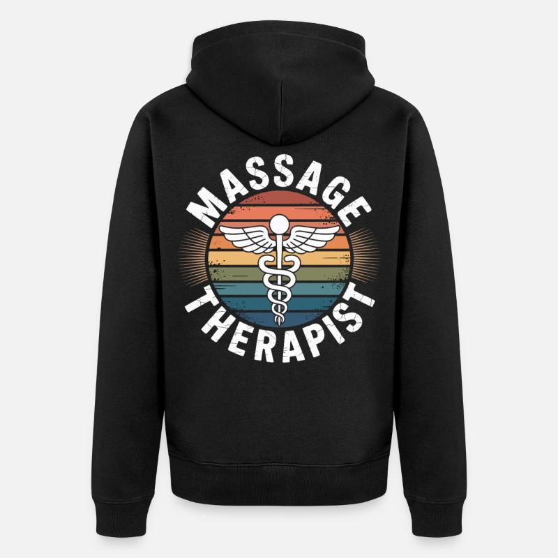 Retro Rainbow Massage Logo - Veste à capuche bio Premium Unisexe - noir