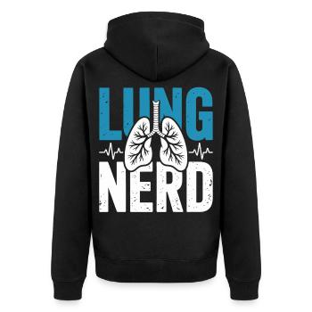 Lung Nerd Lung Lover Shirt - Unisex Premium Organic Zip Hoodie - black - Back - Nico (187cm)