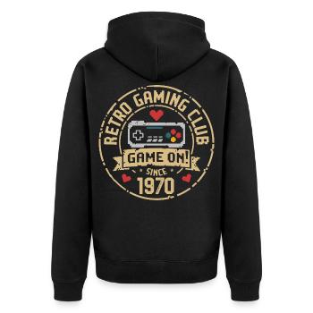 Vintage 1970 Geburtstag 1970 Geschenk 1970  - Unisex Premium Bio Zip Hoodie - Schwarz - Hinten - Nico (187cm)