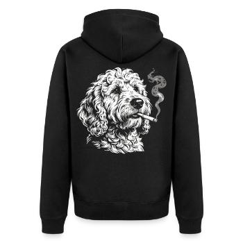 Smoking Goldendoodle : Drôle de dessin de mème de chien - Veste à capuche bio Premium Unisexe - noir - Dos - Nico (187cm)