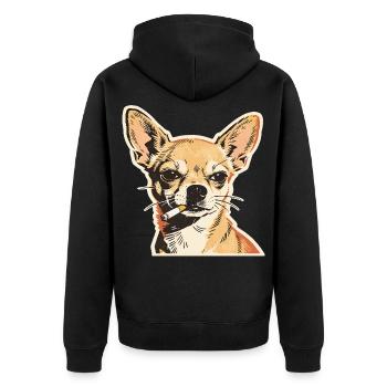 Chihuahua fumant : design de mème de chien drôle - Veste à capuche bio Premium Unisexe - noir - Dos - Nico (187cm)