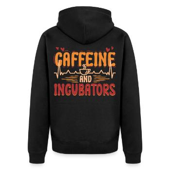 Infirmière en néonatologie Caféine et incubateurs - Veste à capuche bio Premium Unisexe - noir - Dos - Nico (187cm)