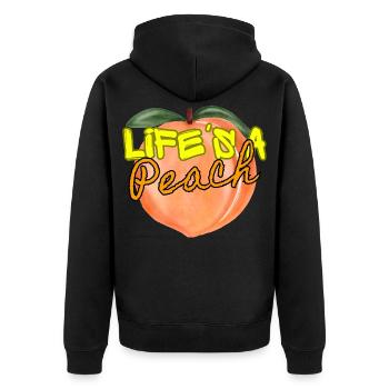 Funny Life Is A Peach Fruit Pun Summer girls Gift - Unisex Premium Organic Zip Hoodie - black - Back - Nico (187cm)