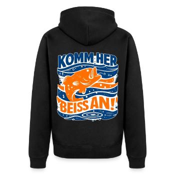 Viens ici, prends une bouchée ! – Diction de la pêche - Veste à capuche bio Premium Unisexe - noir - Dos - Nico (187cm)
