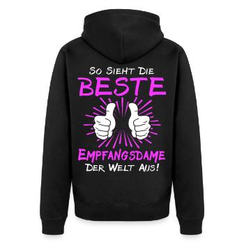 Réceptionniste qui dit - Veste à capuche bio Premium Unisexe - noir - Dos - Nico (187cm)