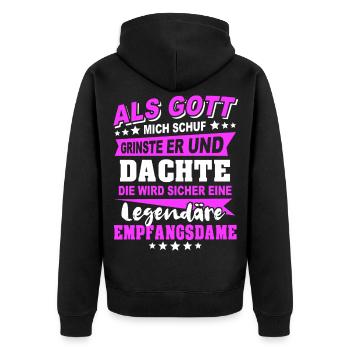 Dictons des réceptionnistes - Veste à capuche bio Premium Unisexe - noir - Dos - Nico (187cm)