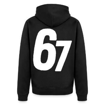 67 Six Seven - Unisex Premium Bio Zip Hoodie - Schwarz - Hinten - Nico (187cm)