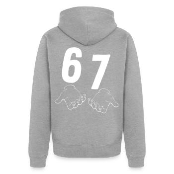 67 Six Seven - Unisex Premium Bio Zip Hoodie - Grau meliert - Hinten - Nico (187cm)