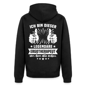 Ergotherapeut Legende - Unisex Premium Bio Zip Hoodie - Schwarz - Hinten - Nico (187cm)