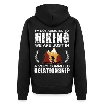 Hiking Commitment Tee Design - Unisex Premium Bio Zip Hoodie - Schwarz - Hinten - Nico (187cm)