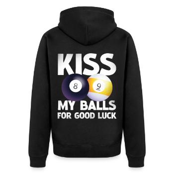Humour de billard : Duo Lucky Balls - Veste à capuche bio Premium Unisexe - noir - Dos - Nico (187cm)