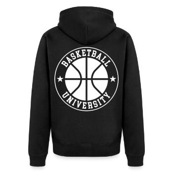 Basketball University Emblem Circle - Unisex Premium Organic Zip Hoodie - black - Back - Nico (187cm)