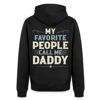 Papa Vater Vatertag - Unisex Premium Bio Zip Hoodie - Schwarz - Hinten - Nico (187cm)